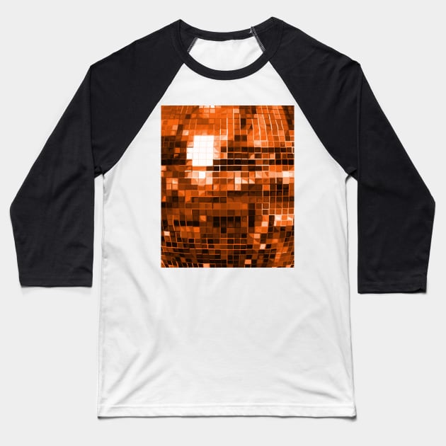 Orange Mirrored Disco Ball Pattern Baseball T-Shirt by Art by Deborah Camp